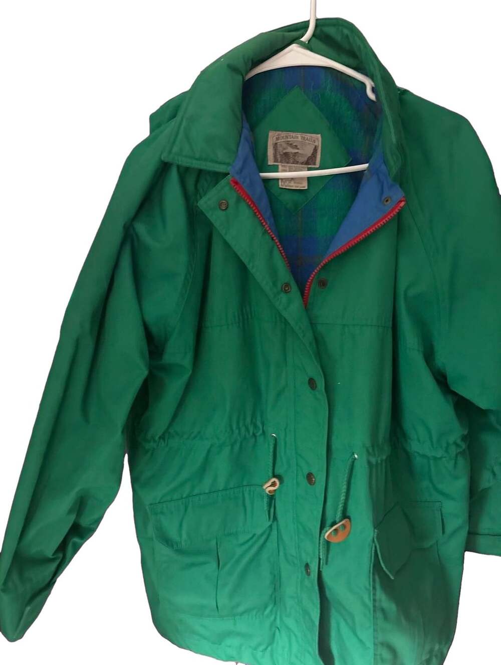 Mountain Trails Vintage Hooded Jacket Size L Green Plaid Lined